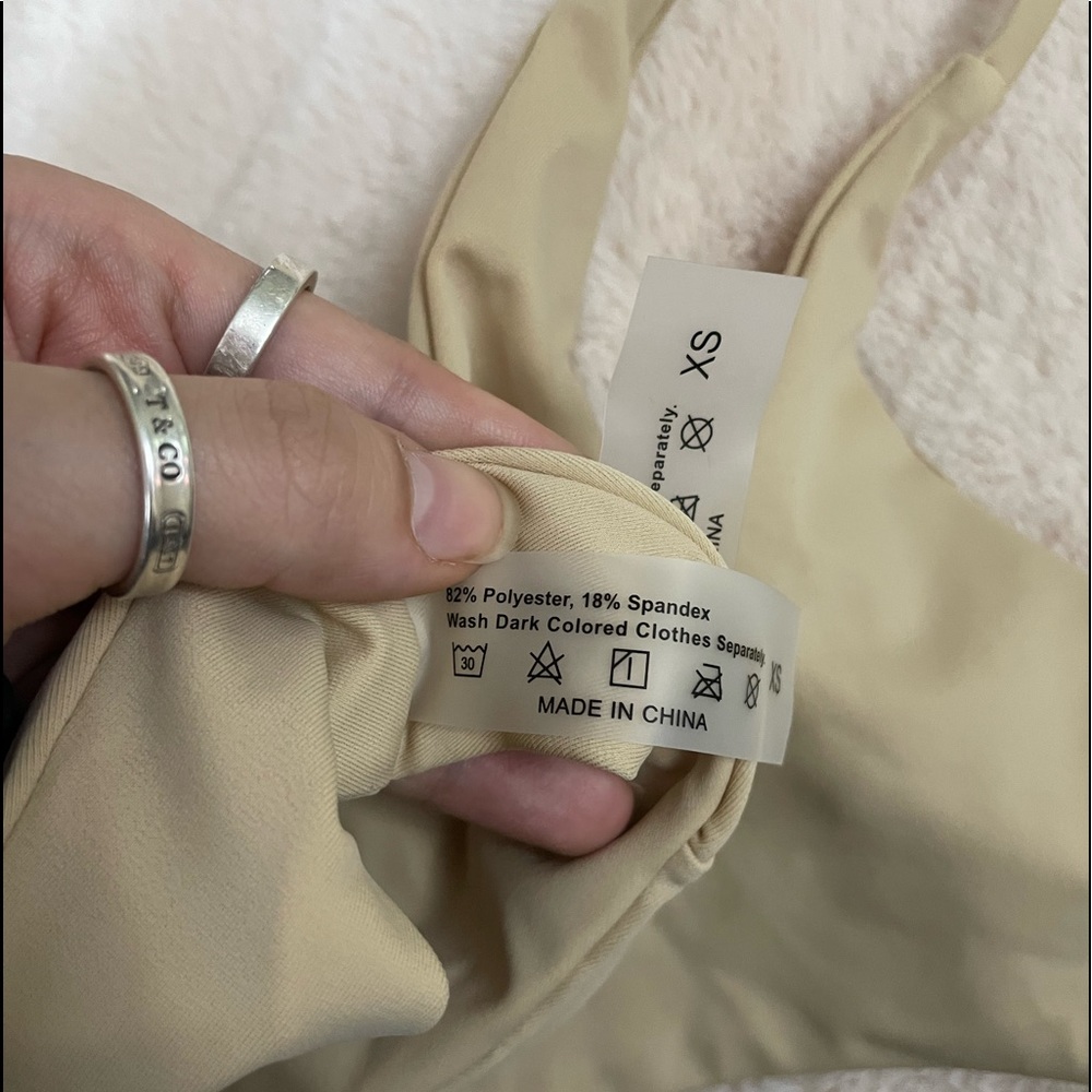Beige Three Piece Triangle Tie Bikini Set by SHEIN - Picture 3 of 4